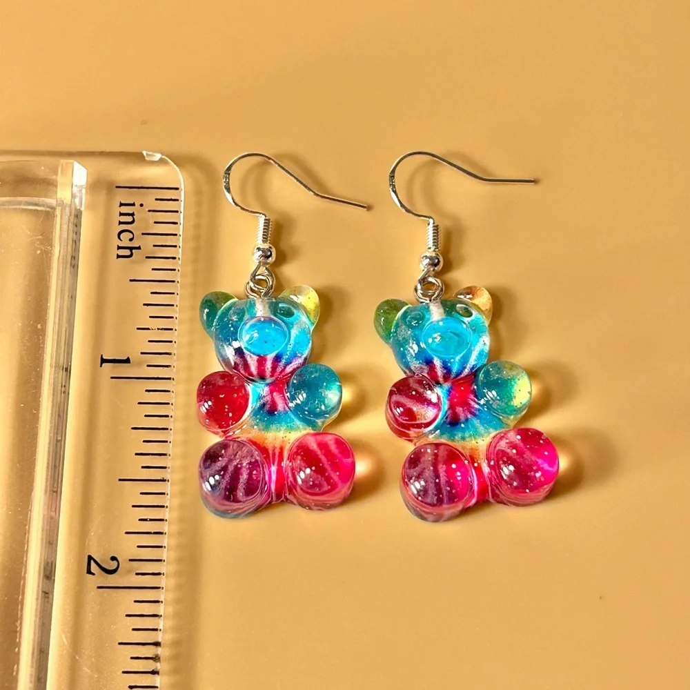 Tie Dye Gummy Bear Earrings